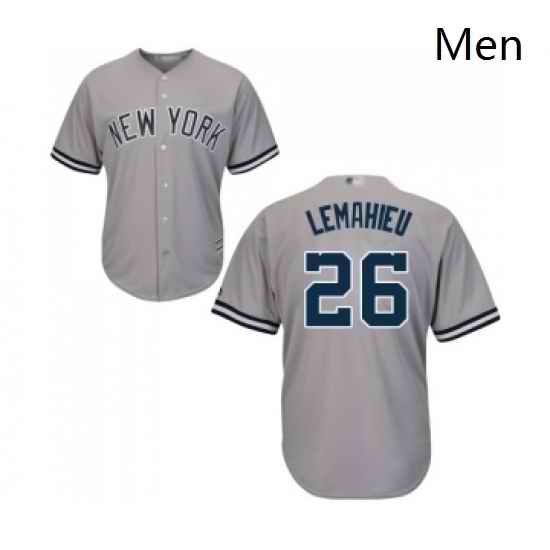 Mens New York Yankees 26 DJ LeMahieu Replica Grey Road Baseball Jersey